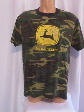 John Deere Shirt Large Camo Logo Graphic Alstyle Tee Hunting Outdoor